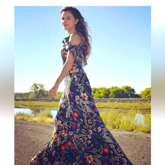 Parker black Gardenia Gown Dress Tropical Wedding Size 10 - Picture 2 of 10